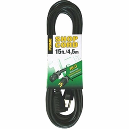PRIME WIRE & CABLE EC502615 15 ft. 16 - 03 - 15 SJTW Black Outdoor Extension Cord PR327403